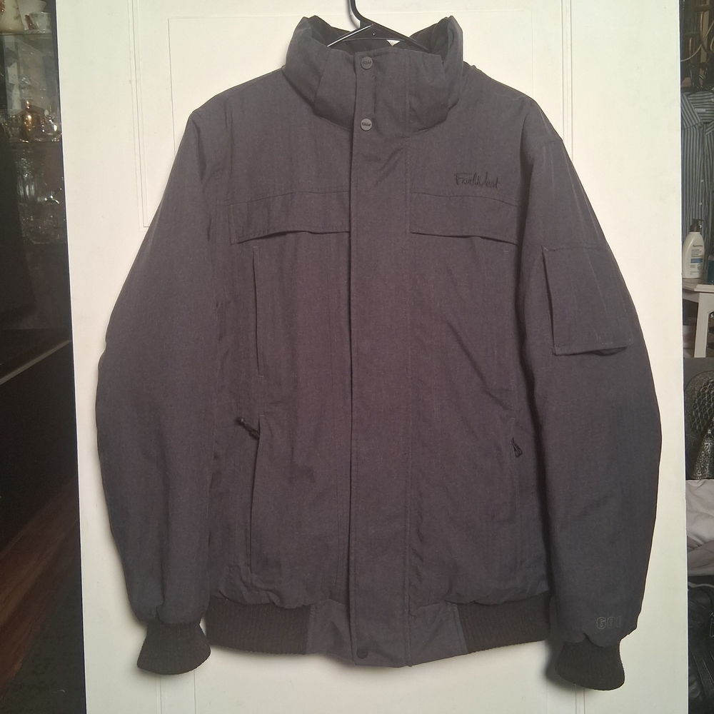 Farwest Charcoal Puffer Jacket 600 Down Fill Duck Feathers.